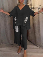 Shiara Conjunto Mujer Dos Piezas – Conjunto Oversize con Cintura Elástica y Pantalones Anchos