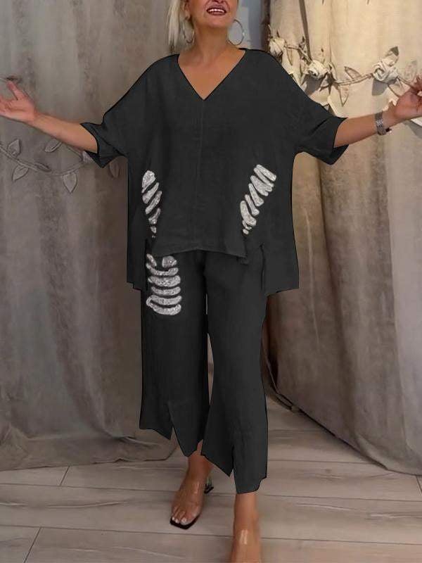 Shiara Conjunto Mujer Dos Piezas – Conjunto Oversize con Cintura Elástica y Pantalones Anchos