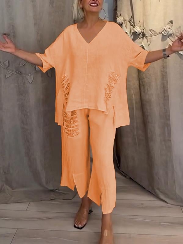 Shiara Conjunto Mujer Dos Piezas – Conjunto Oversize con Cintura Elástica y Pantalones Anchos