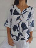 Isaliel Blouse Femme – Col V, Tissu Respirant & Coupe Fluide Élégante