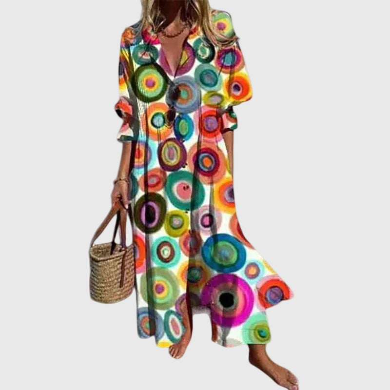 Lara Vestido Mujer Maxi Boho – Vestido Largo Fluido, Ligero, Elegante Casual de Verano