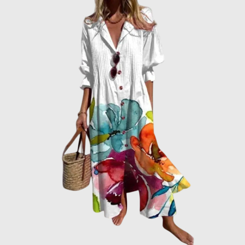 Lara Vestido Mujer Maxi Boho – Vestido Largo Fluido, Ligero, Elegante Casual de Verano
