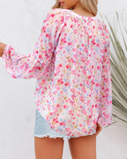 Sophia Damenbluse – Blumenbluse mit V-Ausschnitt und Ballonärmeln