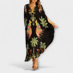 Robe une épaule Luna pour femme – Robe tropicale palmier, longue fluide chic décontracté