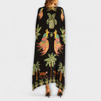 Robe une épaule Luna pour femme – Robe tropicale palmier, longue fluide chic décontracté