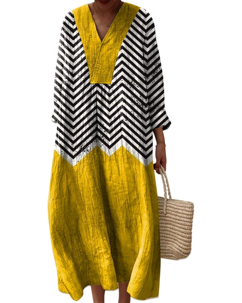Natalie Abito Donna – Vestito Midi Boho con Scollo a V, Maniche Lunghe & Tessuto Leggero
