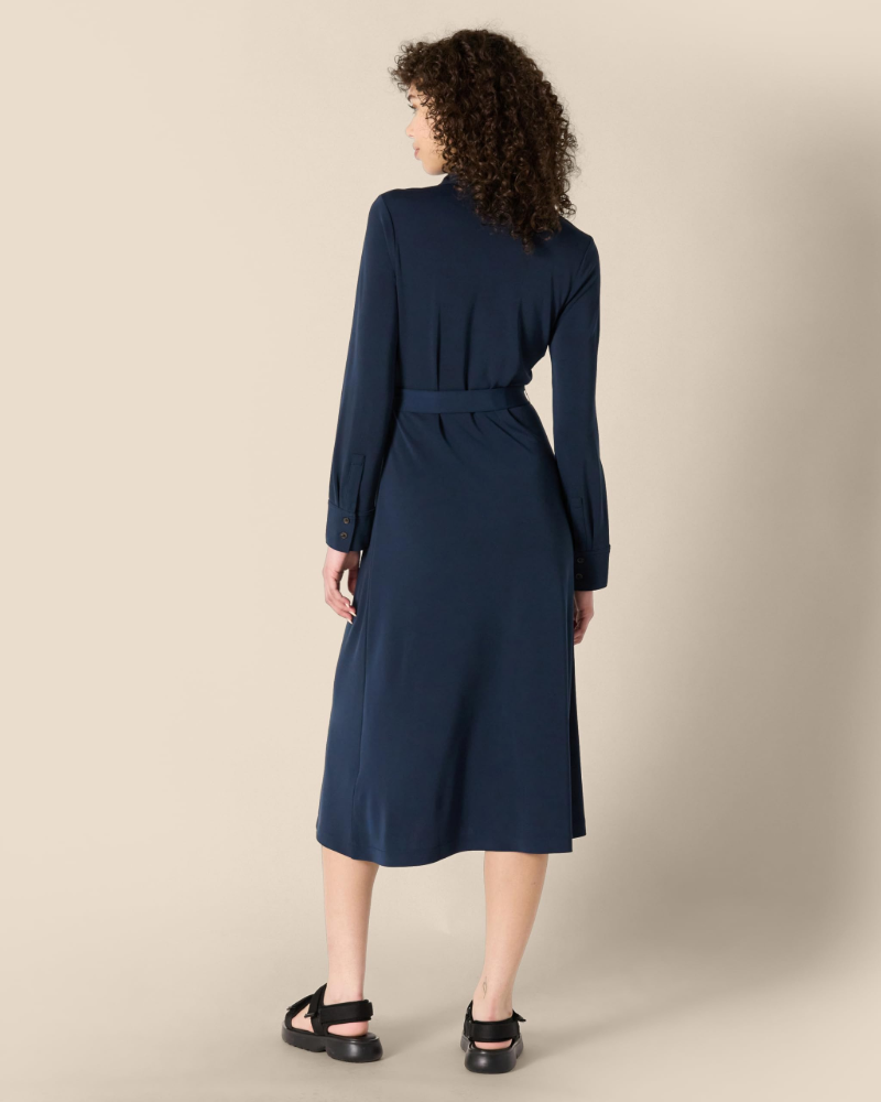Madison Abito Donna – Vestito Chemisier Midi con Cintura, Maniche Lunghe & Colletto Classico