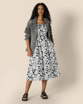 Grace Abito Donna – Vestito Midi in Cotone Sateen con Corpino Smock & Spalline Regolabili