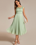 Audrey Elegant Damekjole – A-linje Kjole med Blonder, Chiffon og Åpen Rygg