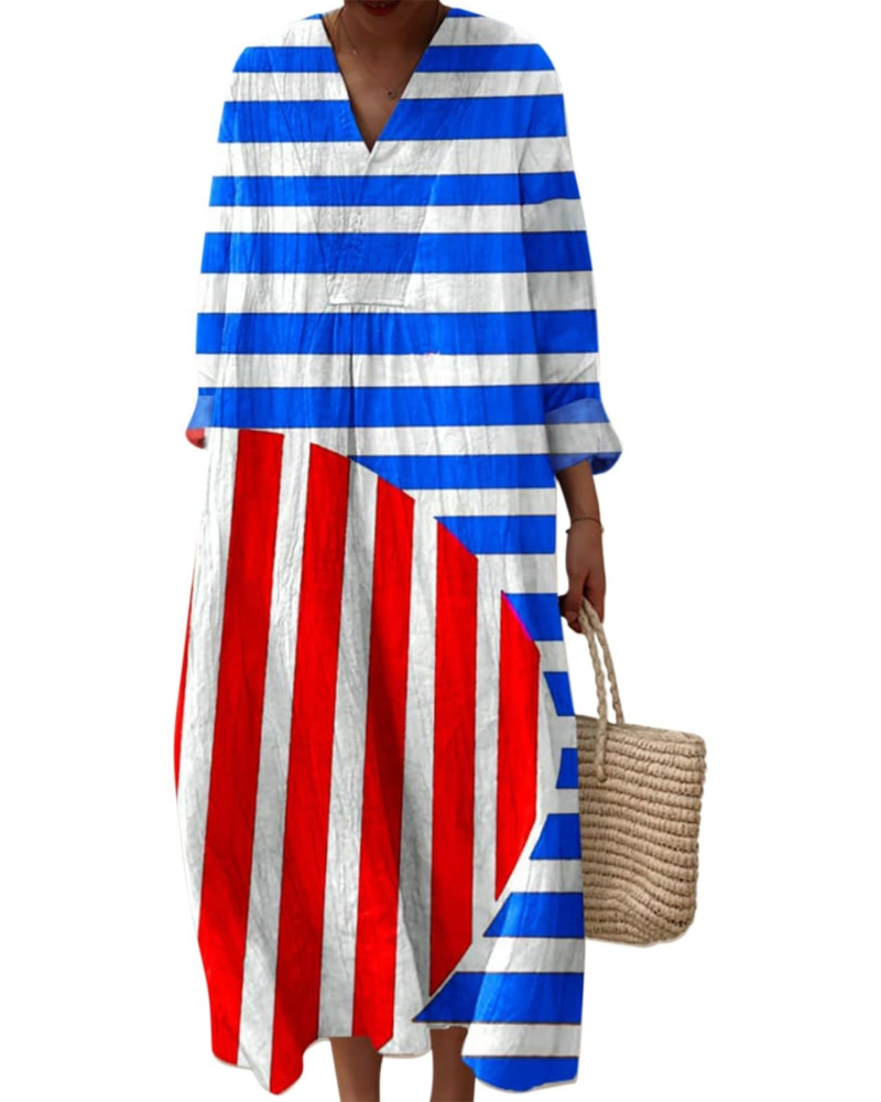 Natalie Abito Donna – Vestito Midi Boho con Scollo a V, Maniche Lunghe & Tessuto Leggero