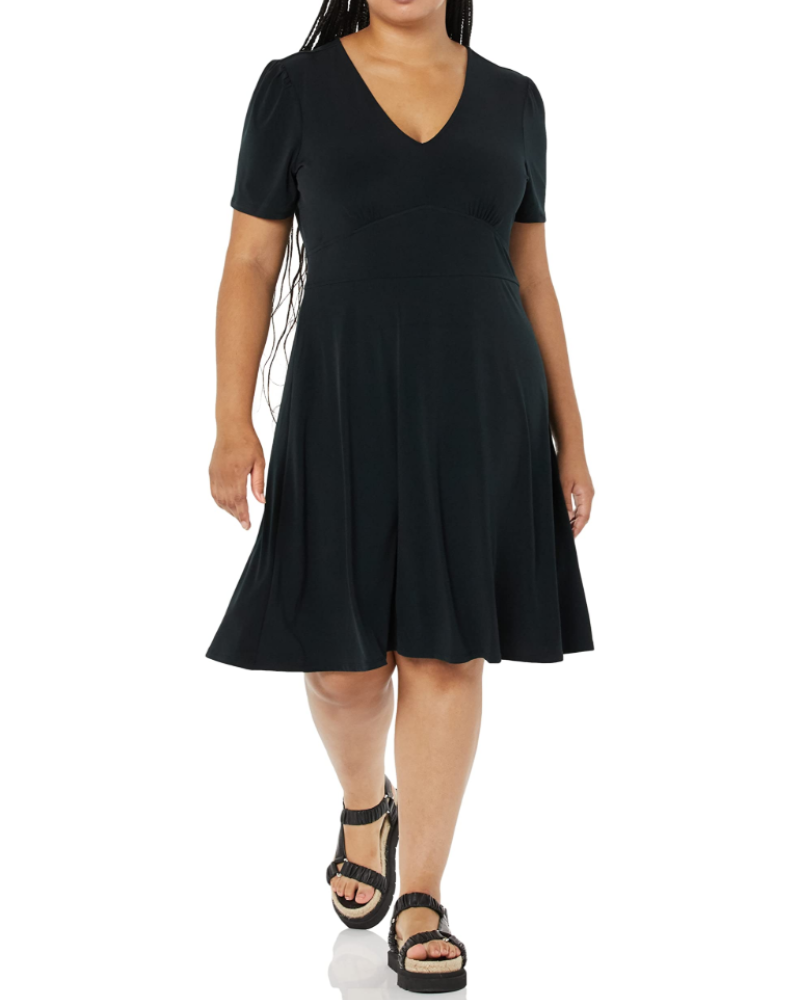 Avery Vestido de Mujer – Vestido Fit & Flare con Escote en V, Cintura Fruncida y Línea A