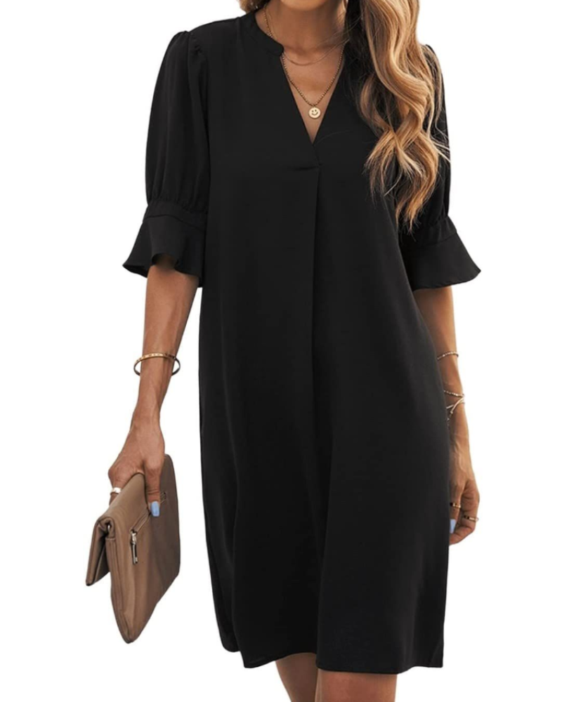 Caroline Vestito Donna Mini – Scollo a V, Maniche Svasate & Tessuto Leggero