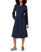 Victoria Abito Camicia Damska – Sukienka Midi z Georgette z Paskiem i Długimi Rękawami