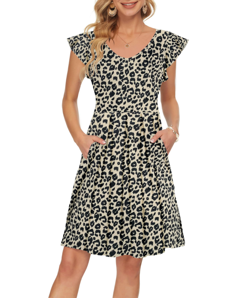 Serena Abito Estivo Donna – Vestito con Scollo a V, Maniche a Petalo & Tasche
