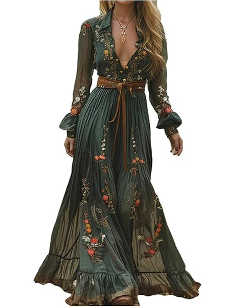 Annalise Damen Maxi-Kleid – A-Linien-Chiffonkleid mit V-Ausschnitt und Gürtel