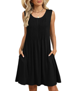 Sophie Damen-Sommerkleid – ärmelloses Kleid mit Rundhalsausschnitt, lockerer Passform und Seitentaschen