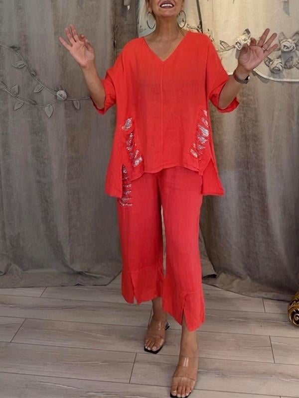 Shiara Conjunto Mujer Dos Piezas – Conjunto Oversize con Cintura Elástica y Pantalones Anchos