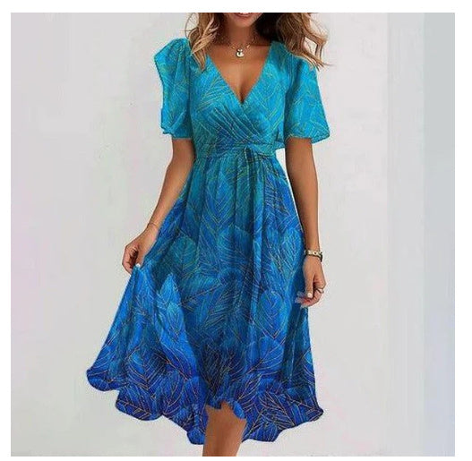 Everly Vestido Midi Mujer – Floral, Escote en V Elegante y Corte Fluido