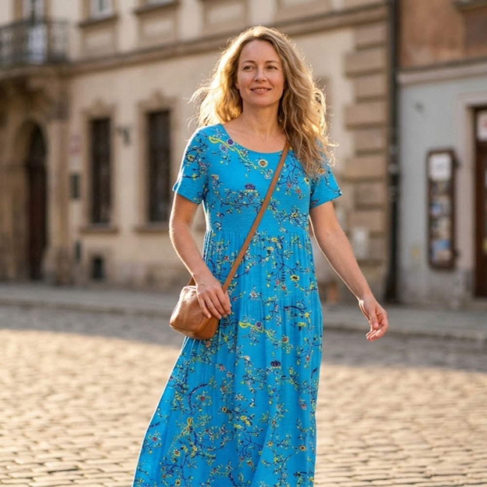 Madison Abito Maxi Donna – Vestito Boho in Cotone con Stampa Floreale e Tasche
