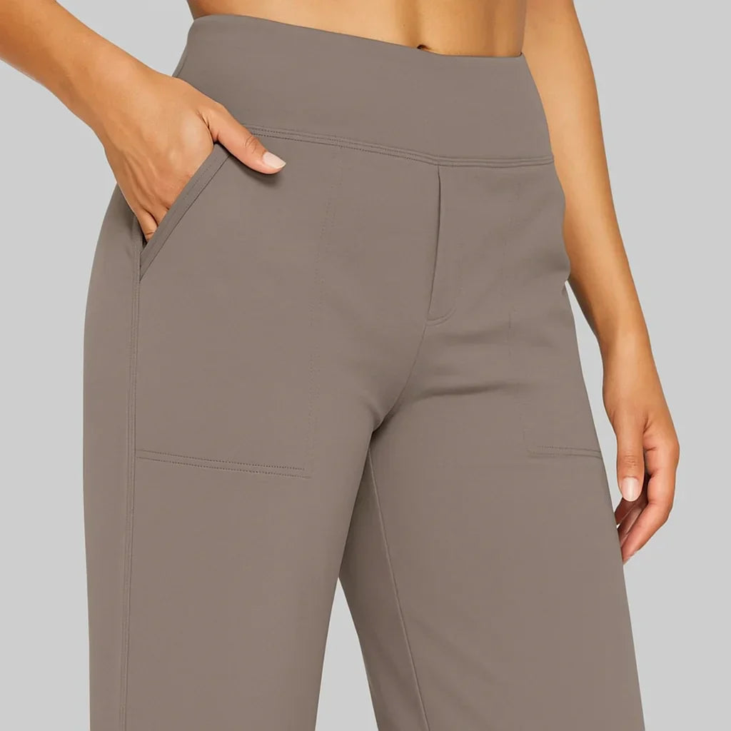 Gladys Pantalones de Mujer Elásticos – Cintura Alta, Bolsillos, Cómodos, Casual Transpirable