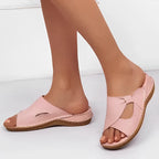 Arla Sandales Femme Cuir PU – Sandales Confortables Respirantes, Semelle de Soutien Élégante