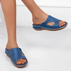 Arla Sandales Femme Cuir PU – Sandales Confortables Respirantes, Semelle de Soutien Élégante
