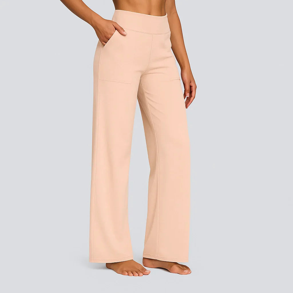 Gladys Pantalon Femme Extensible – Taille Haute, Poches, Confortable Décontracté Respirant