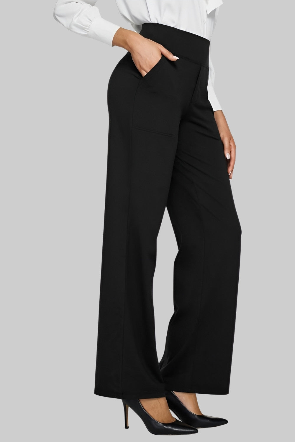 Gladys Pantalones de Mujer Elásticos – Cintura Alta, Bolsillos, Cómodos, Casual Transpirable
