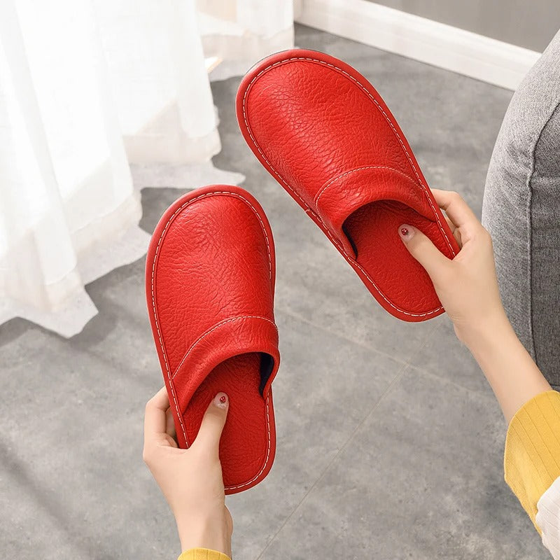 Mariano Chaussons Homme en Cuir – Mules Élégantes, Chaudes, Antidérapantes, Confort Hivernal