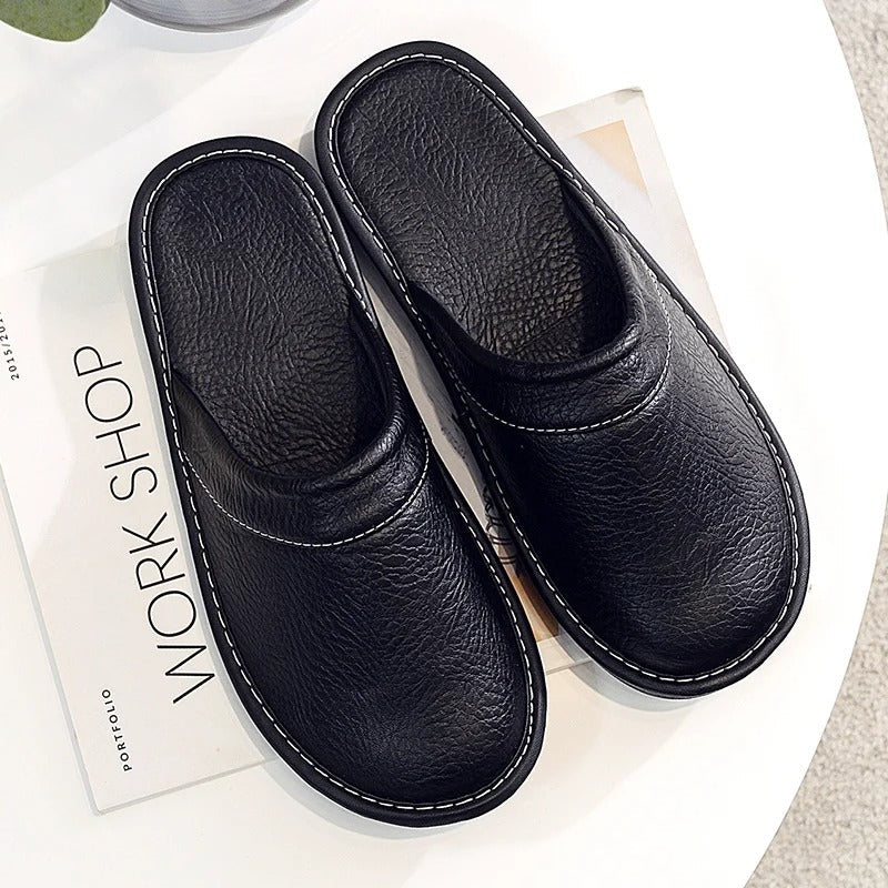 Mariano Pantofole Hombre en Piel – Zapatillas Elegantes, Calientes, Antideslizantes, Confort Invernal
