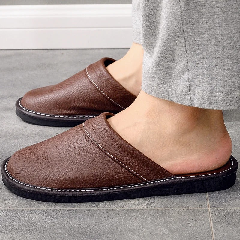 Mariano Chaussons Homme en Cuir – Mules Élégantes, Chaudes, Antidérapantes, Confort Hivernal