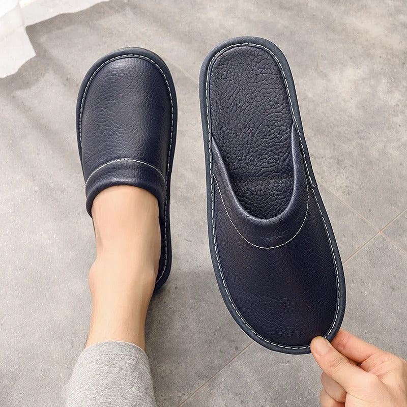 Mariano Chaussons Homme en Cuir – Mules Élégantes, Chaudes, Antidérapantes, Confort Hivernal
