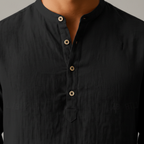 Mateo Chemise Homme Henley Lin – Chemise Légère Respirante Manches Longues Décontractée