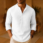 Mateo Chemise Homme Henley Lin – Chemise Légère Respirante Manches Longues Décontractée