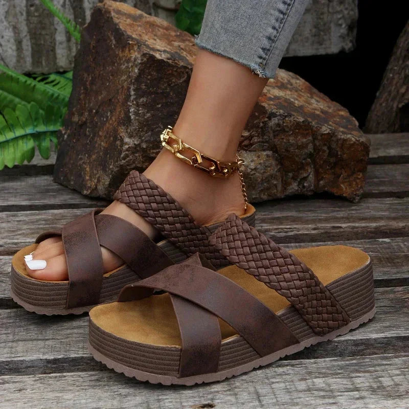 Josefina Sandalias Mujer – Plataforma Cómoda, Piel Vegana, Elegantes de Verano