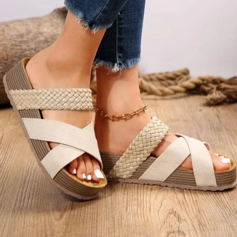 Josefina Sandalias Mujer – Plataforma Cómoda, Piel Vegana, Elegantes de Verano