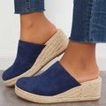 Roselle Mules Femme à Compensée – Style Espadrilles, Bleu Marine & Confort Quotidien
