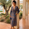 Camy Vestido Mujer Largo Floral – Vestido Elegante Drappeado Invitada Boda