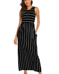 Robe longue pour femme Georgina, style bohème – sans manches, taille élastiquée et poches