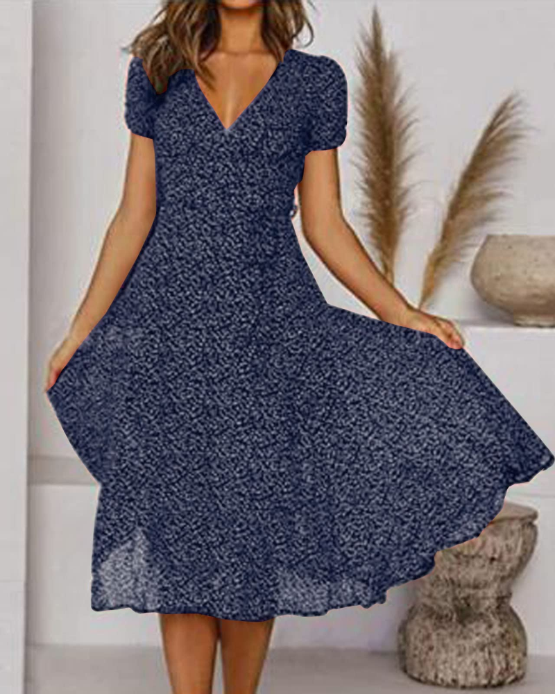 Nadine Abito Midi Donna Boho – Stampa Floreale, Pois e Design Incrociato