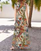 Daphne Abito Maxi Donna Estivo – Scollo Halter, Stampa Vivace e Tasche Laterali