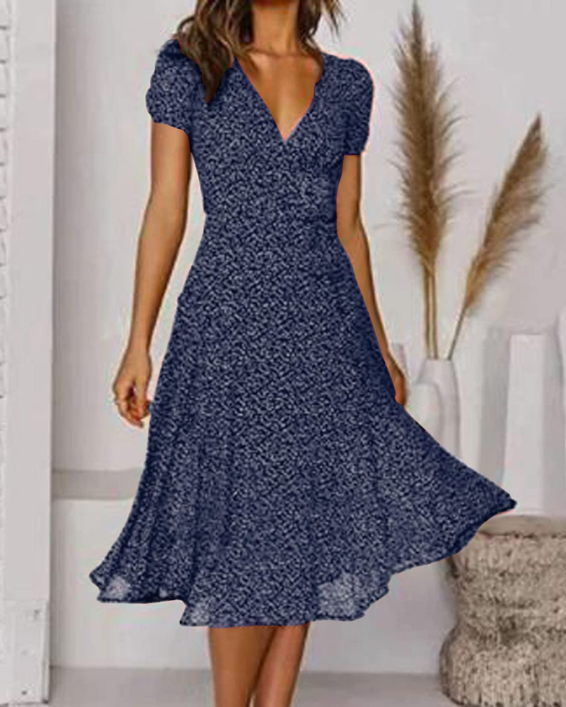 Nadine Abito Midi Donna Boho – Stampa Floreale, Pois e Design Incrociato