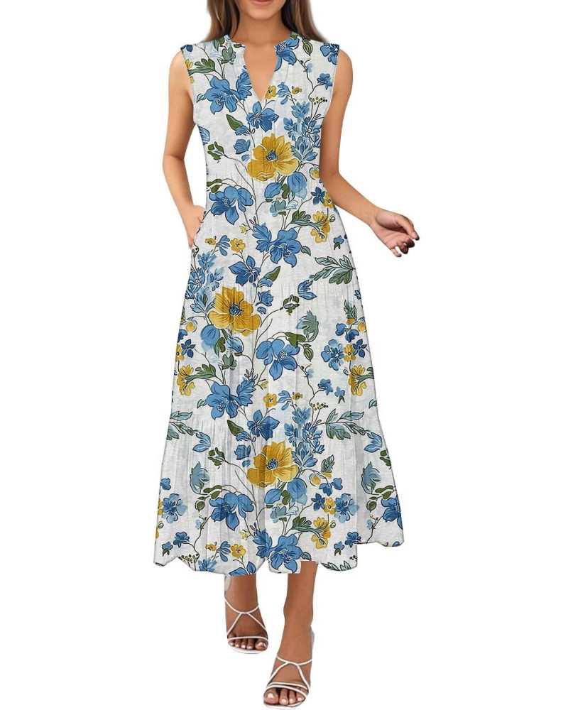 Daphne Abito Maxi Donna Estivo – Scollo Halter, Stampa Vivace e Tasche Laterali