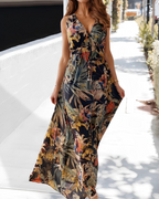 Marcella Robe d’été pour femme – Col en V, imprimé floral et dos nu