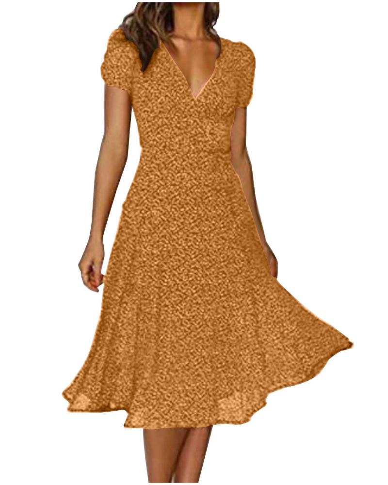 Nadine Abito Midi Donna Boho – Stampa Floreale, Pois e Design Incrociato