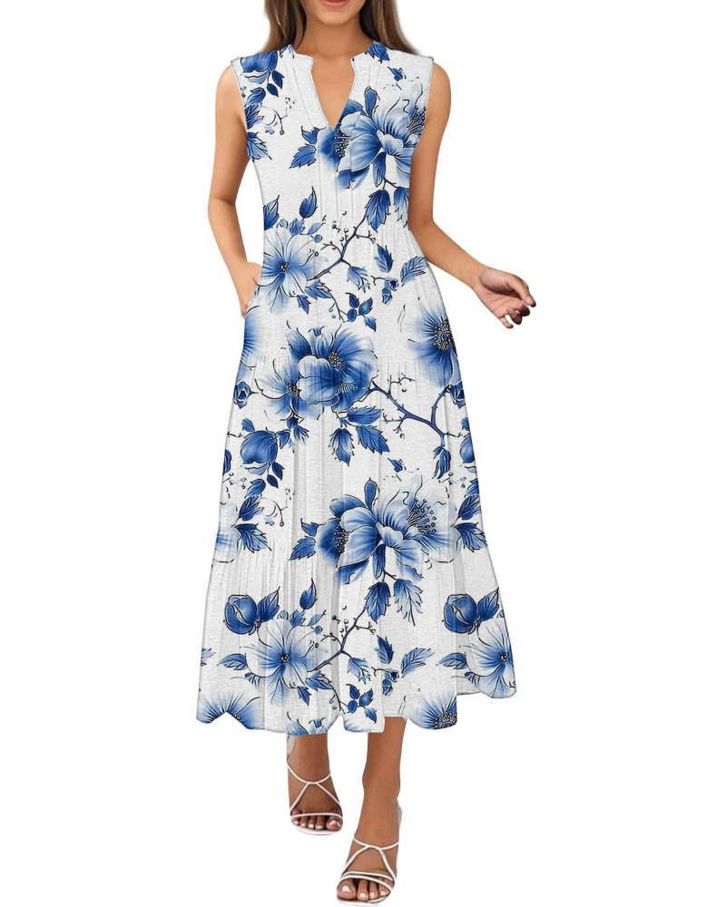 Daphne Abito Maxi Donna Estivo – Scollo Halter, Stampa Vivace e Tasche Laterali
