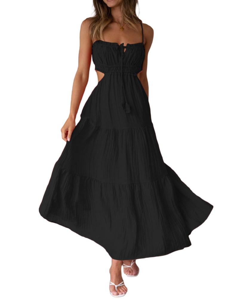 Yvette Abito Maxi Donna Y2K – Schiena Scoperta, Spacco Alto e Vestibilità Slim