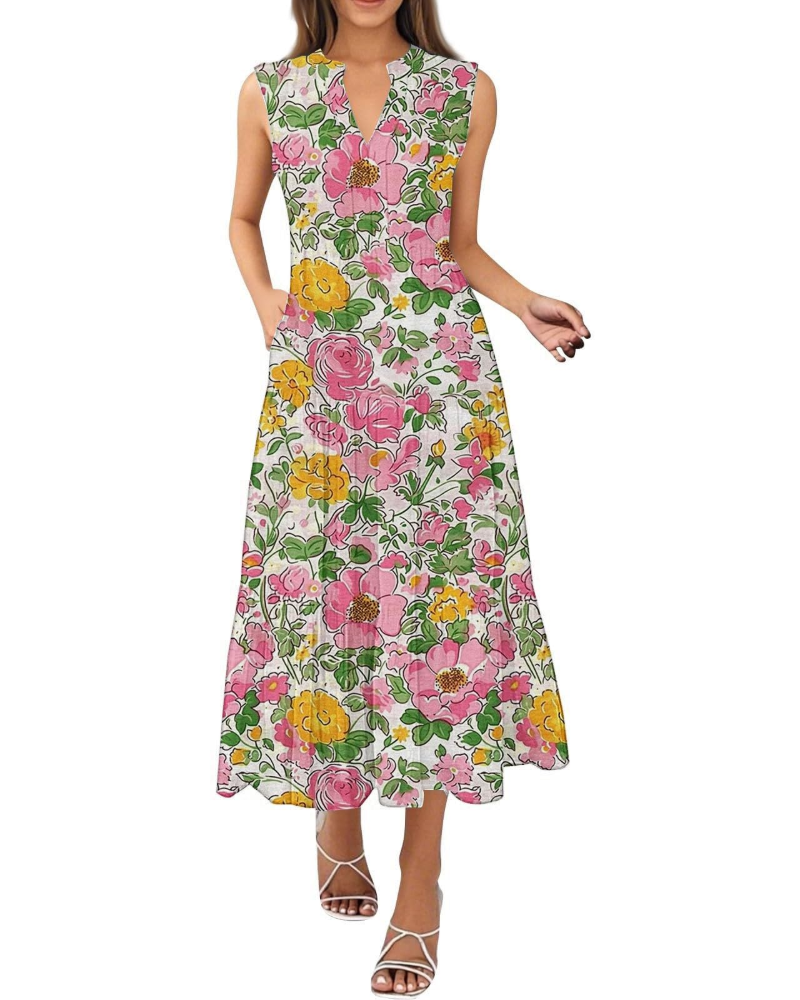 Daphne Abito Maxi Donna Estivo – Scollo Halter, Stampa Vivace e Tasche Laterali