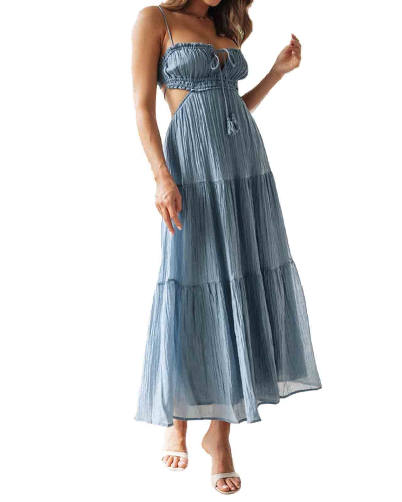 Yvette Abito Maxi Donna Y2K – Schiena Scoperta, Spacco Alto e Vestibilità Slim