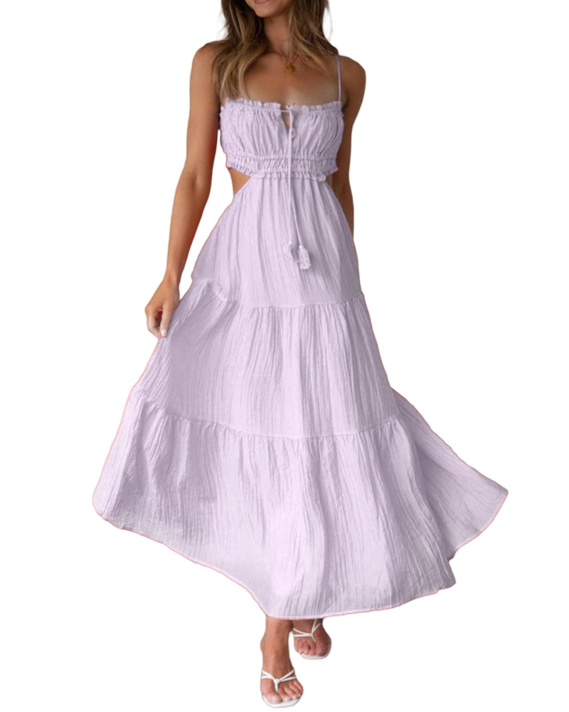 Yvette Abito Maxi Donna Y2K – Schiena Scoperta, Spacco Alto e Vestibilità Slim